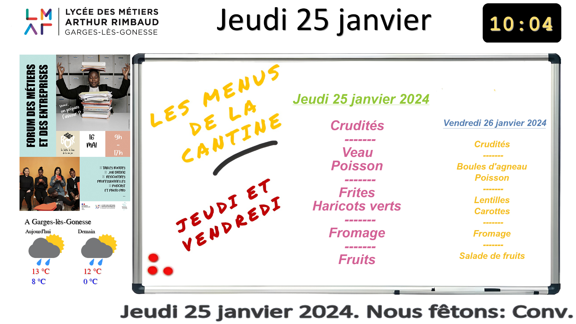 Menu automatisé dans un lycée